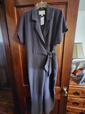 Brochu Walker Chargoal Gray Polyester Wide Leg Jumpsuit